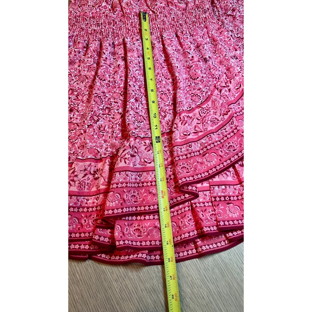Michael Michael Kors Pink Floral Smocked Waist Dress Womens Medium Boho - Picture 15 of 15
